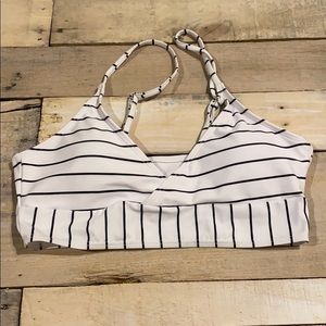 Black and white striped bikini top
